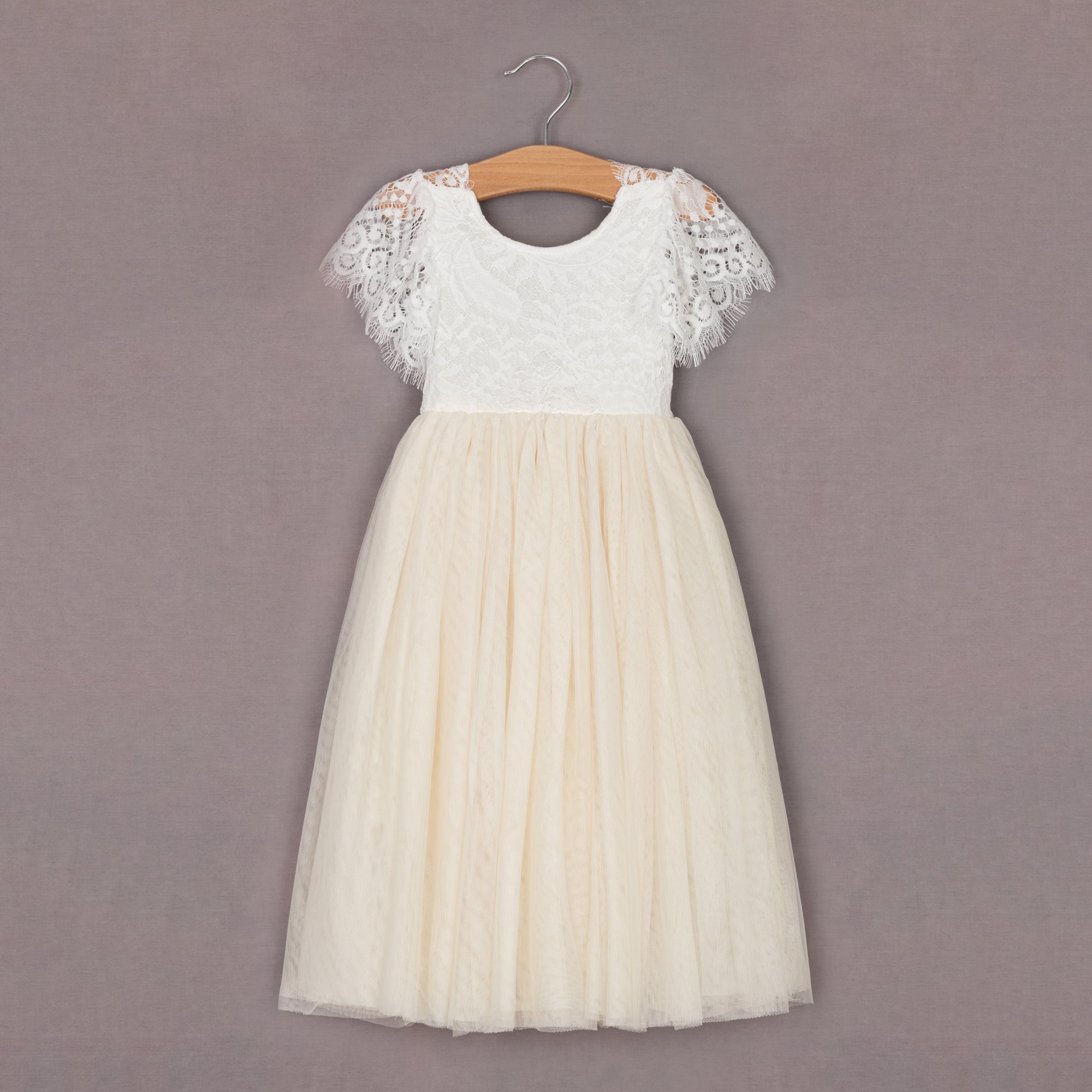 Ivory tulle flower girl dress