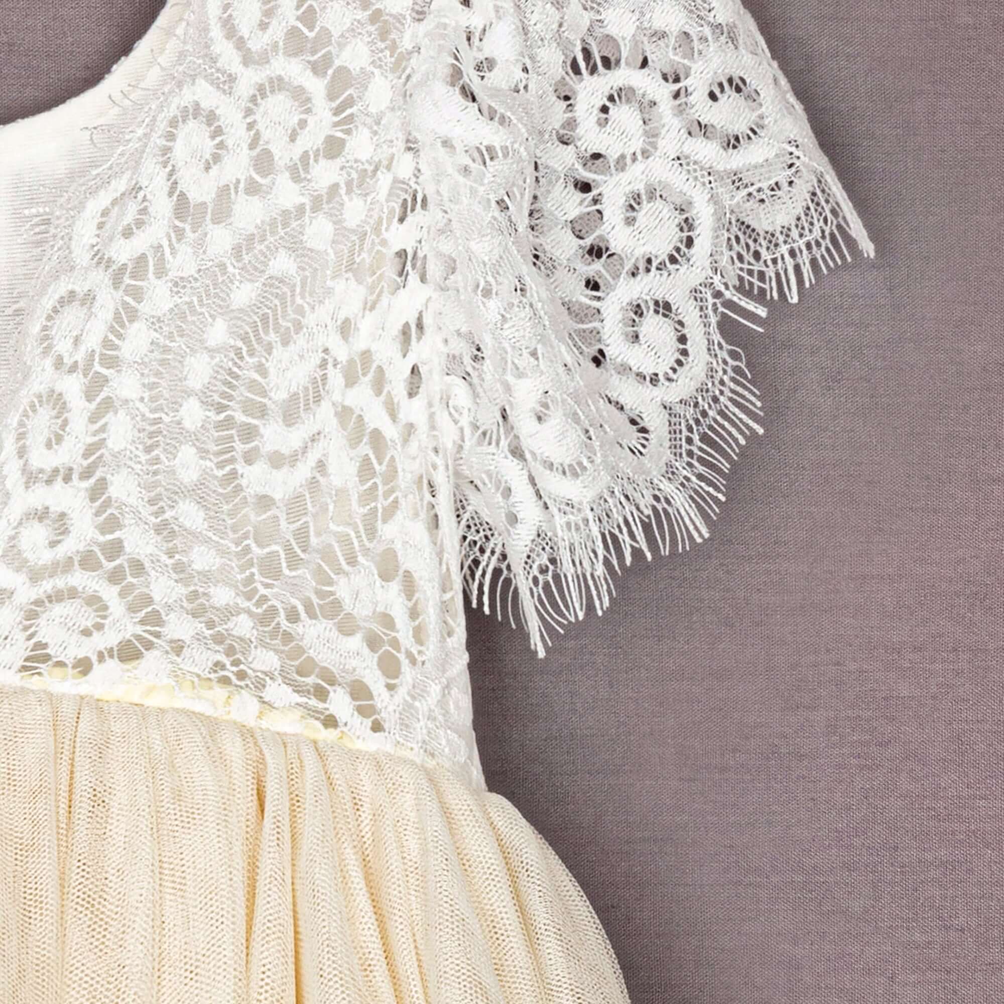 close up lace on a girls dress