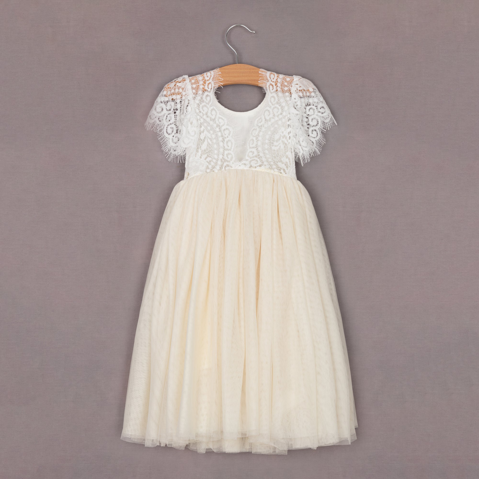 Ivory tulle flower girl dress