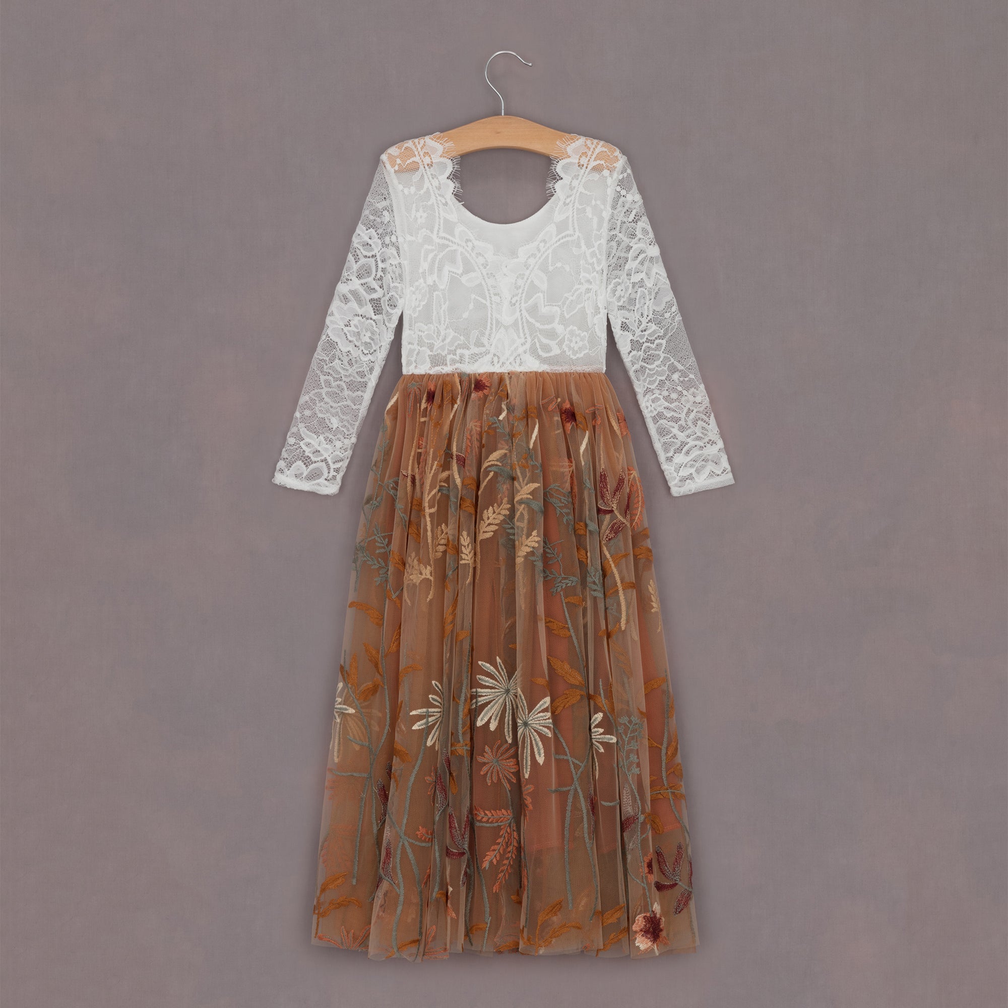 rear image of the dress with pretty lace pattern