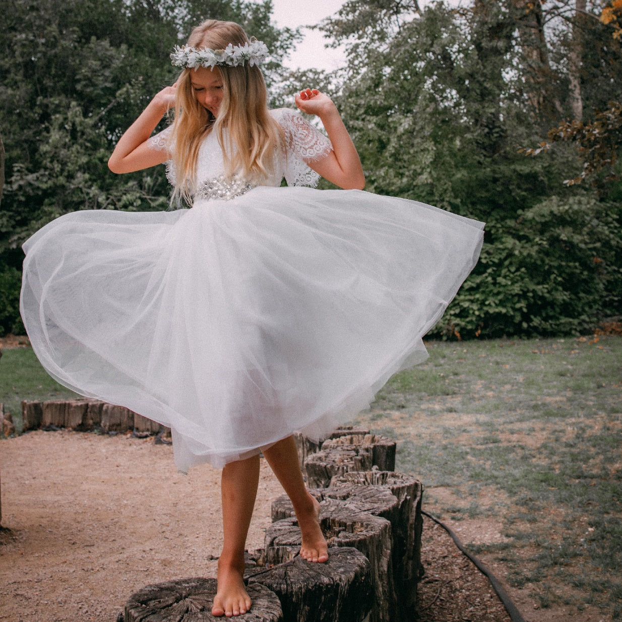 Bohemian Flutter Tea Dress - White