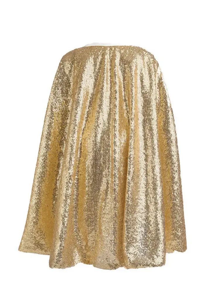gold sequin cape