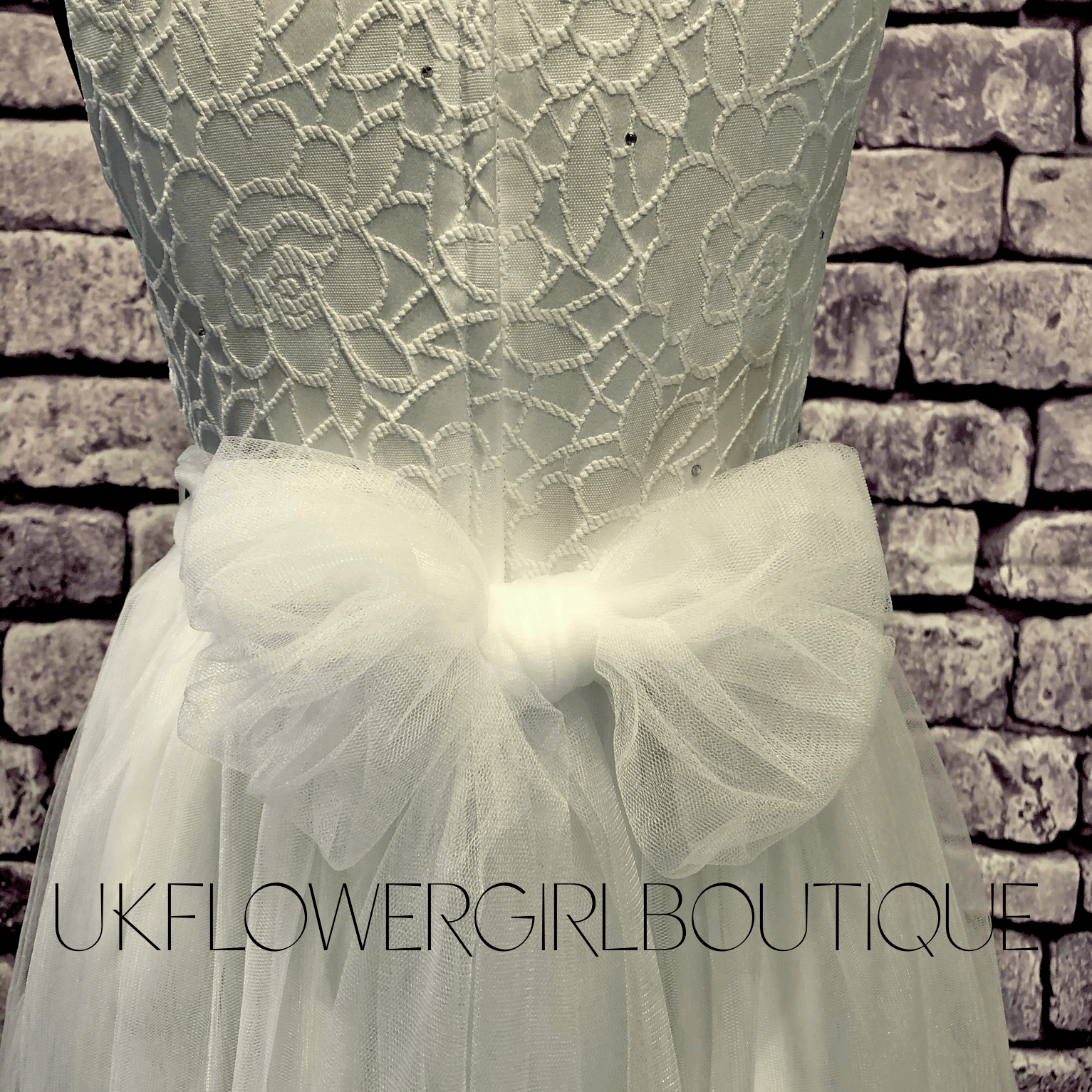 Isabella Flower Dress - White bow