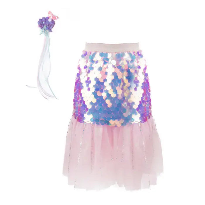 pink mermaid skirt and hair clip