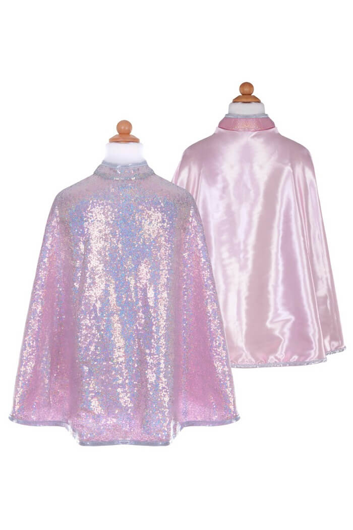 Reversible pink and sequin cloak