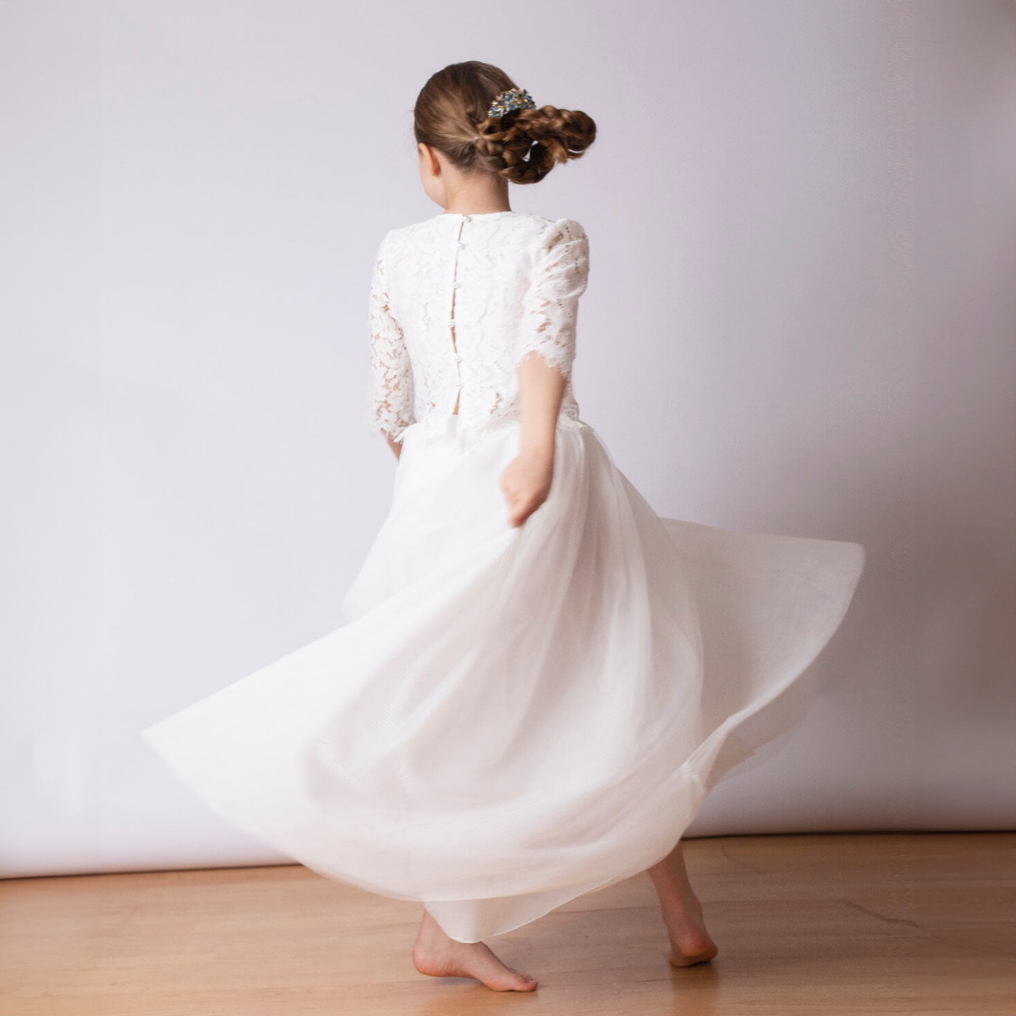 White Skirt and Lace Top