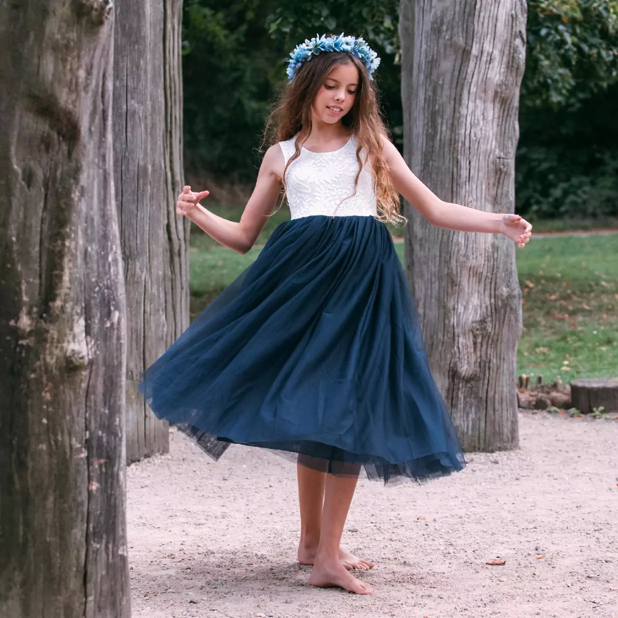flower girl in woods