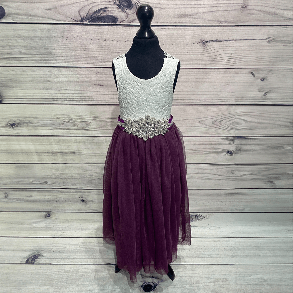 Purple Flower Girl Dress with Diamante sash
