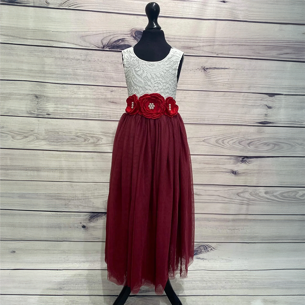 Bohemian Classic Dress - Burgundy - UK Flower Girl Boutique