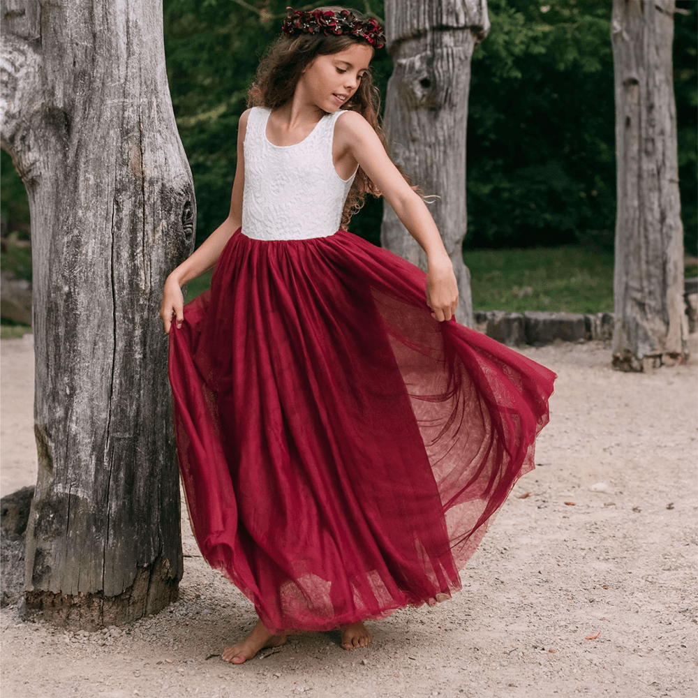 Bohemian Classic Dress - Burgundy - UK Flower Girl Boutique