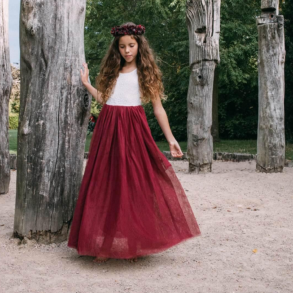 Bohemian Classic Dress - Burgundy - UK Flower Girl Boutique