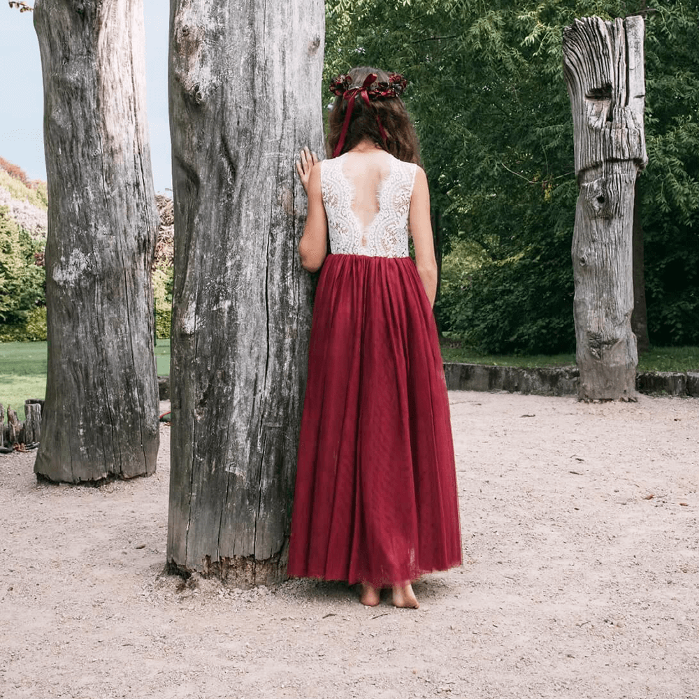 Bohemian Classic Dress - Burgundy - UK Flower Girl Boutique