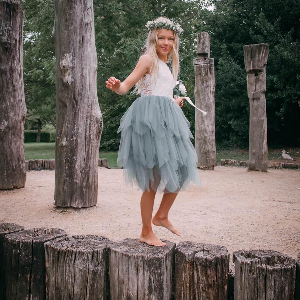 Flower Girl dancing in woods