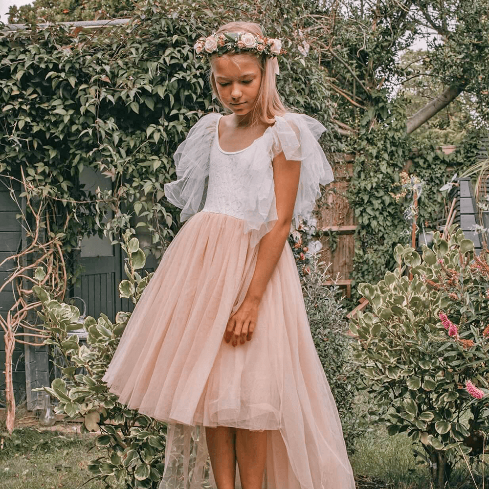 girl in garden wearing a Bohemian Serendipity Dress