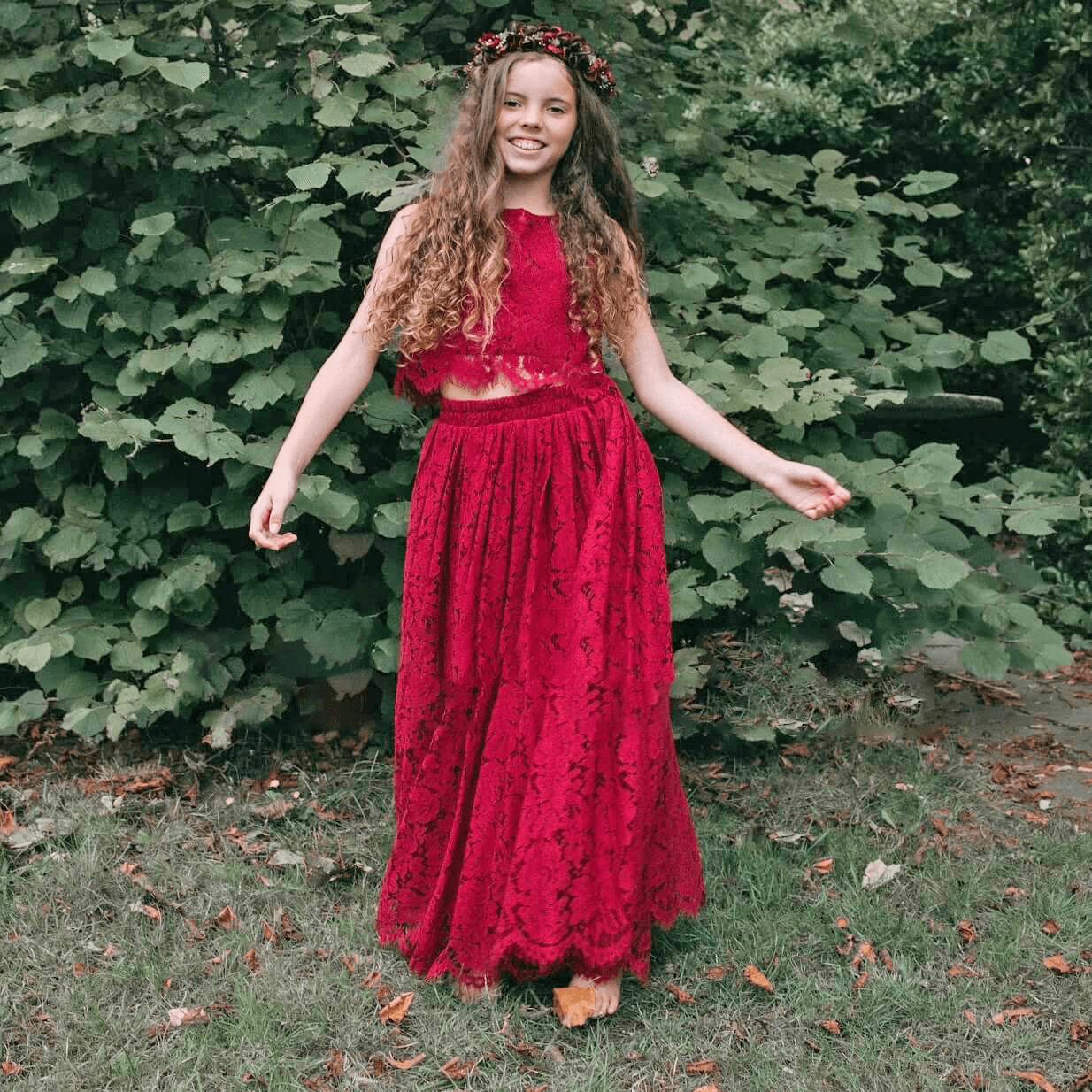 Felicity Couture Weddng outfit set - Burgundy Lace