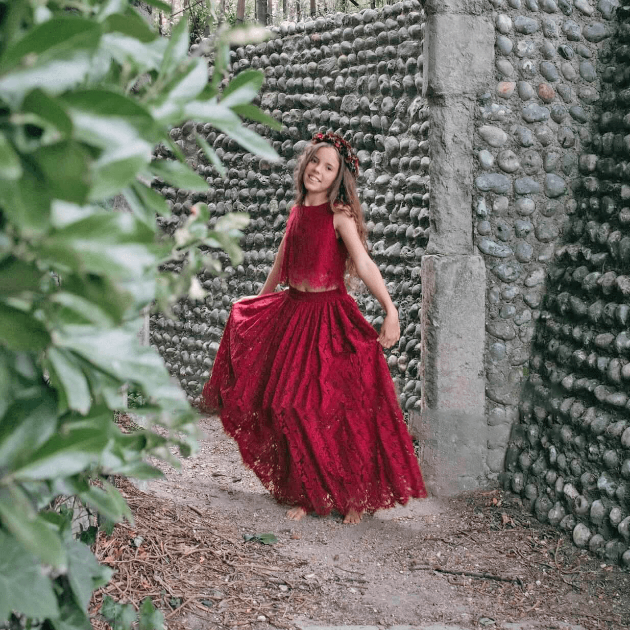 Felicity Couture Weddng set - Burgundy Lace