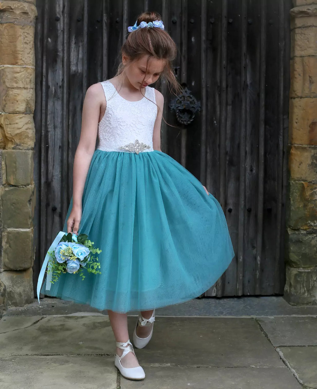 teat colour tulle dress