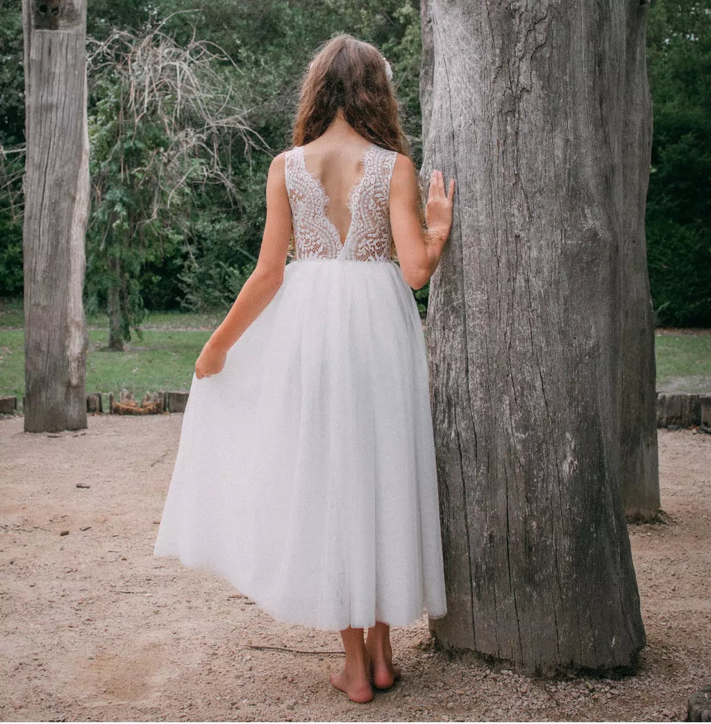 White dress worn by model