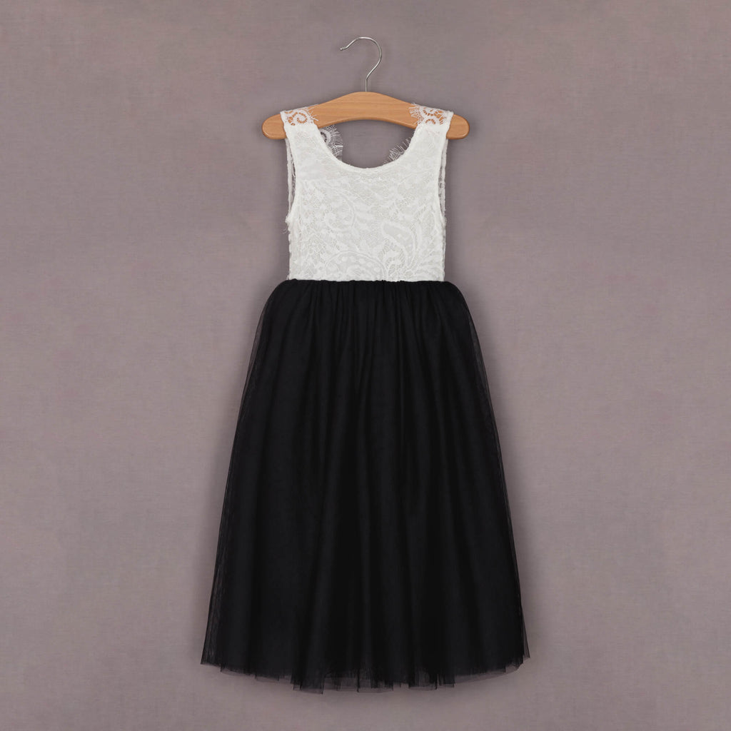 Black tulle flower girls dress