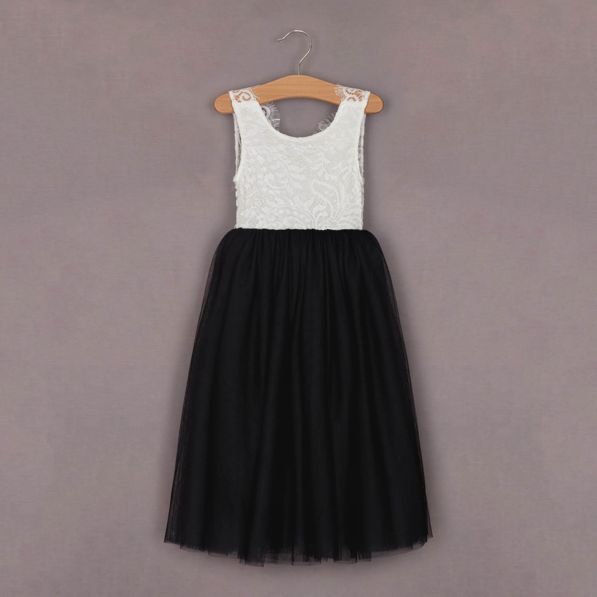 Black tulle flower girls dress