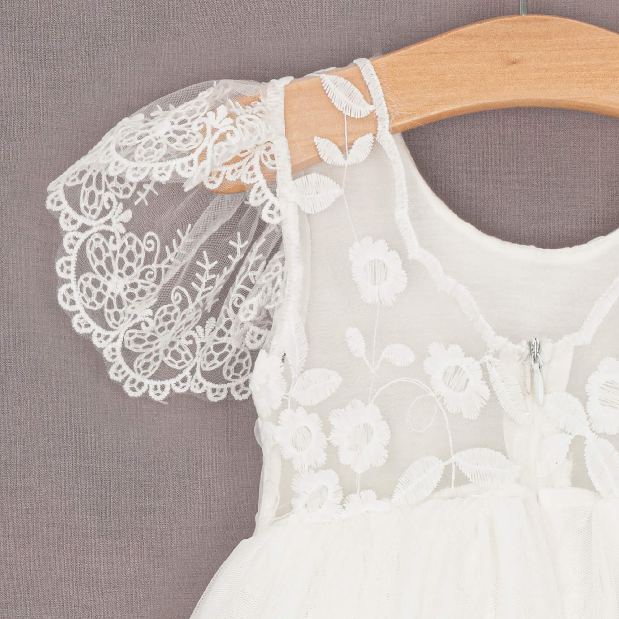 Close up of lace shoulder