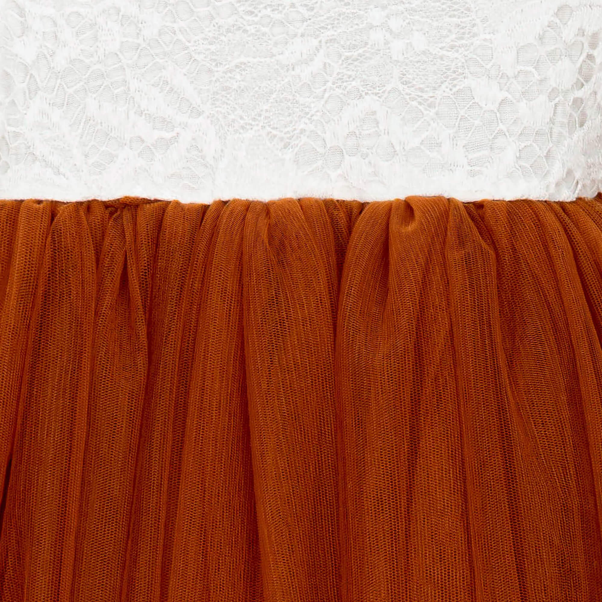 Burnt orange tulle and lace