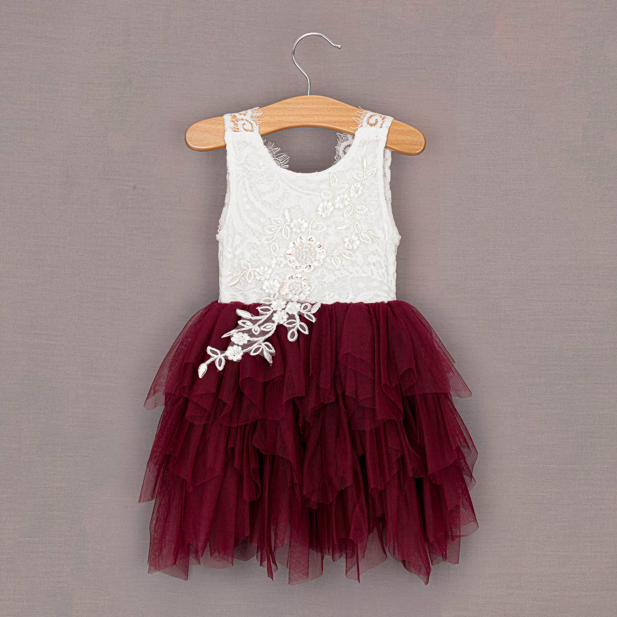 Deep red short ruffles dress