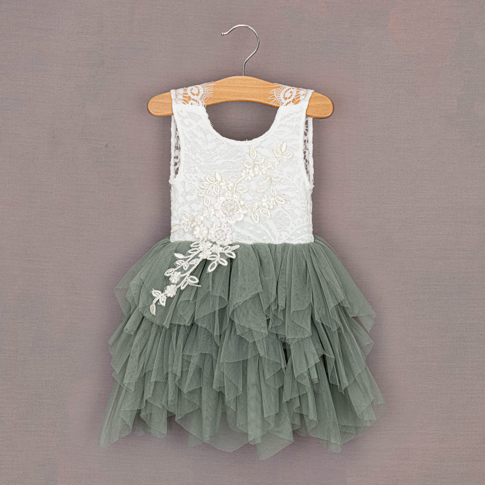 Sage Green applique dress