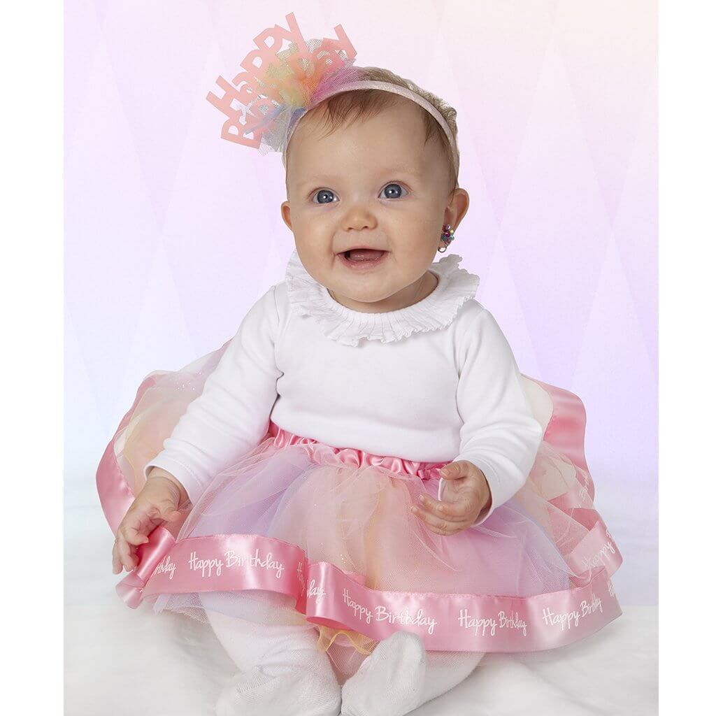 Baby in birthday dress