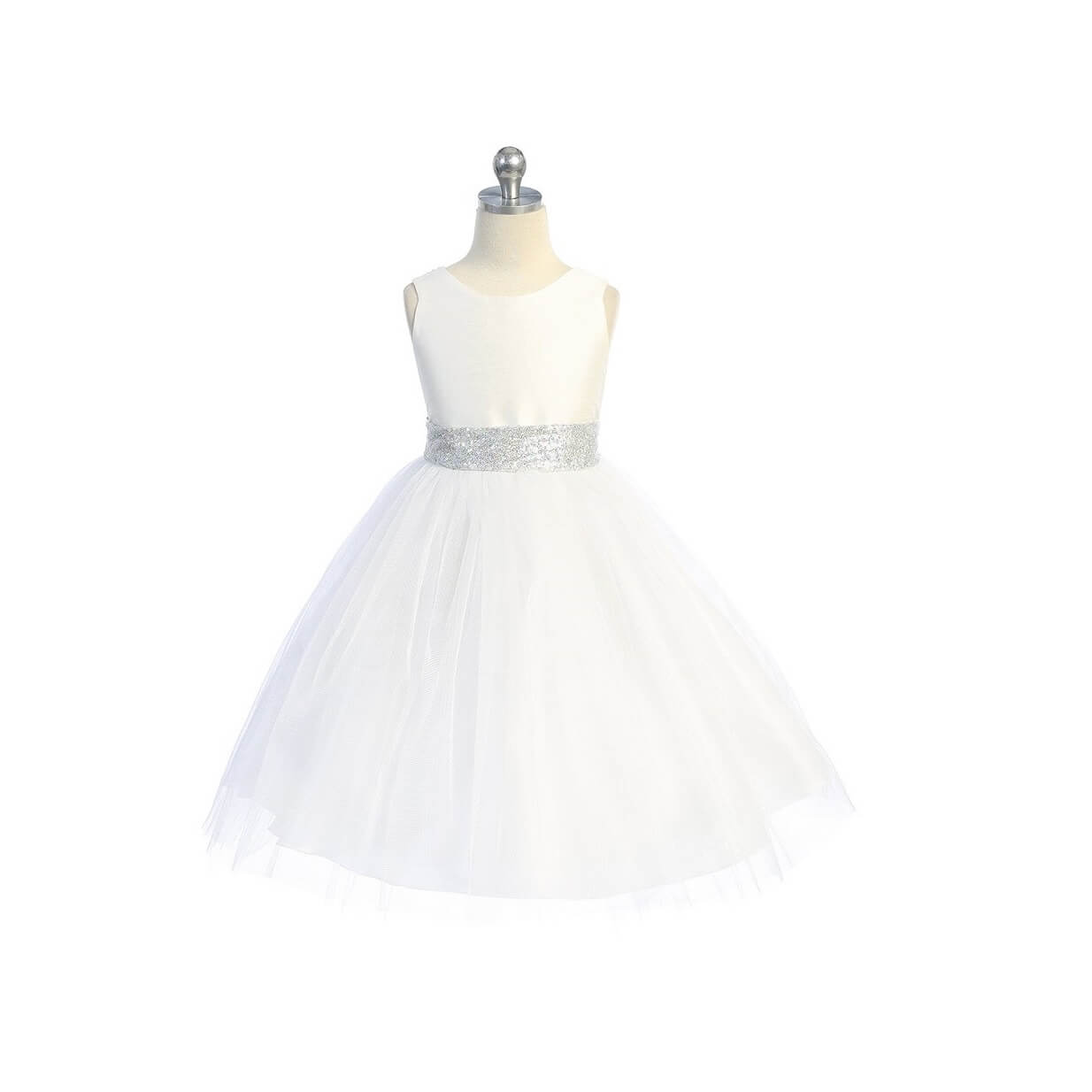 silver flower girl dress