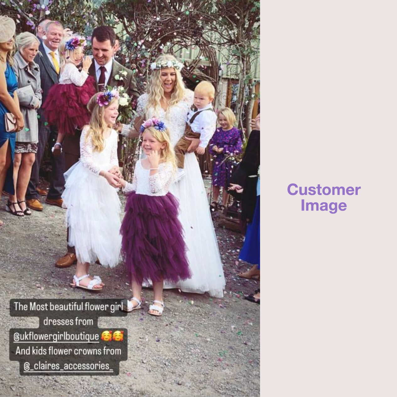 Bridal party with UK Flower Girl Boutique dresses