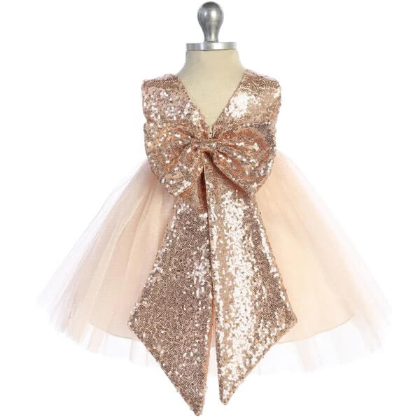 Sequin Rose Gold detailing on back to Baby Belle Dress