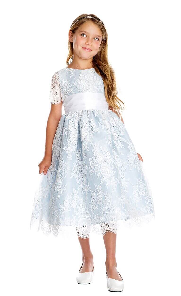 girl wearing pretty lace dress