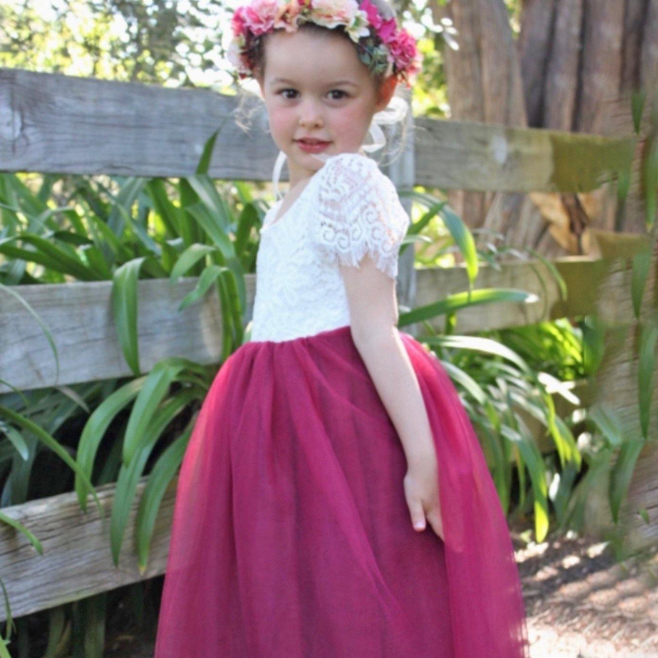 Bohemian Flutter Dress - Burgundy - UK Flower Girl Boutique