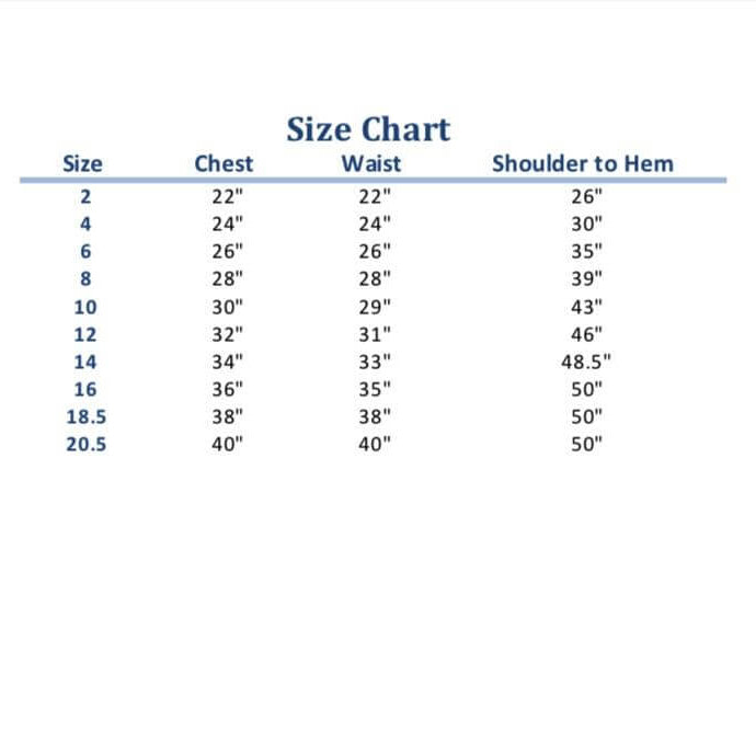 Bridget dress size guide