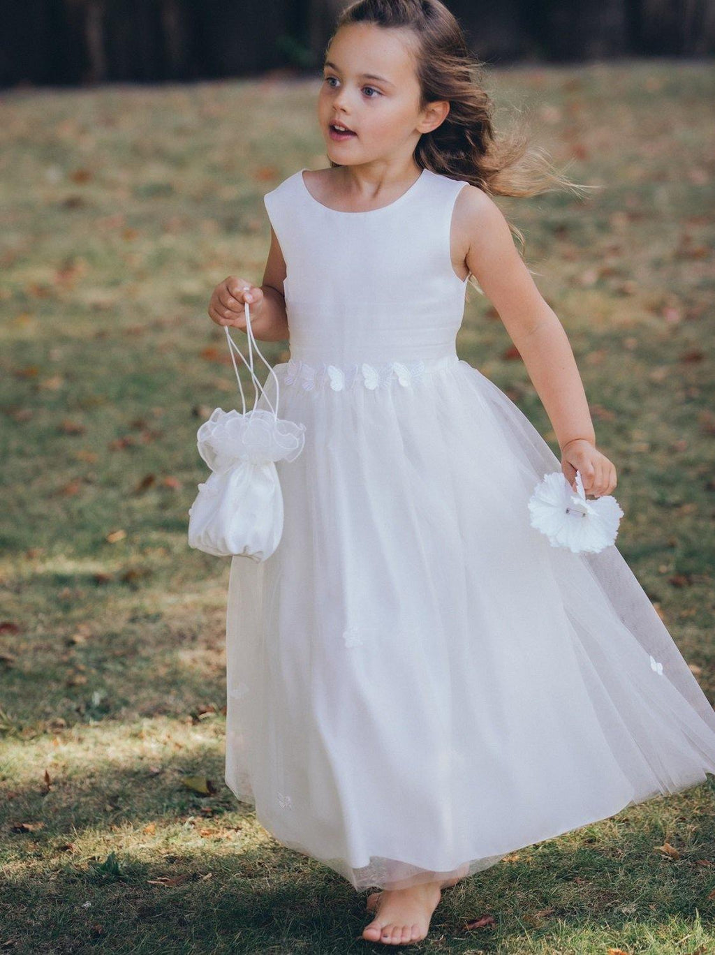 Butterflies Flower Girl Dress - with Petal Bag - UK Flower Girl Boutique