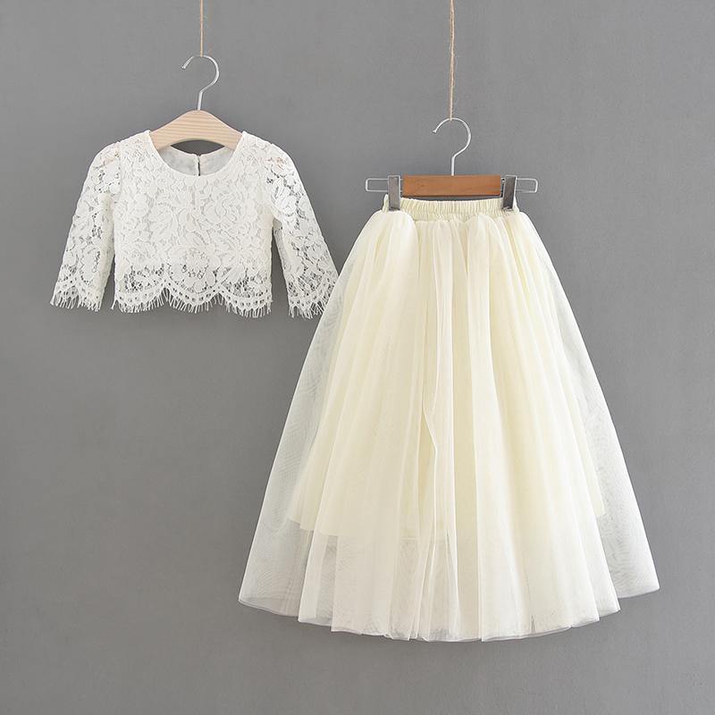 Girls two piece party outfit in ivory