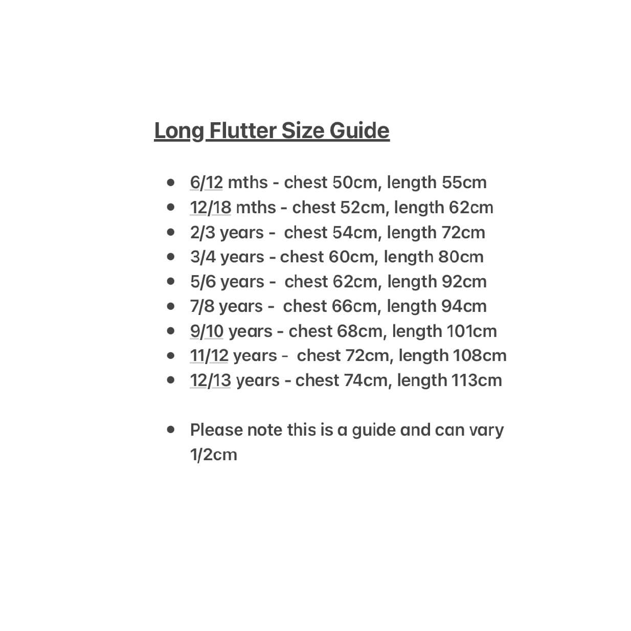 size chart