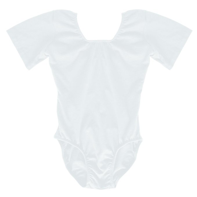 Girls White Short Sleeve Leotard