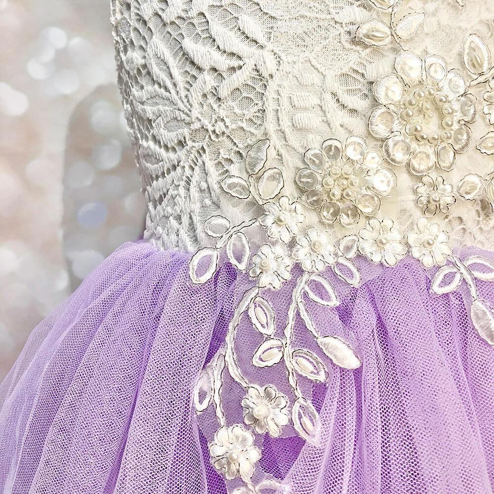 Boho Dreams Dress - Lilac Applique - UK Flower Girl Boutique