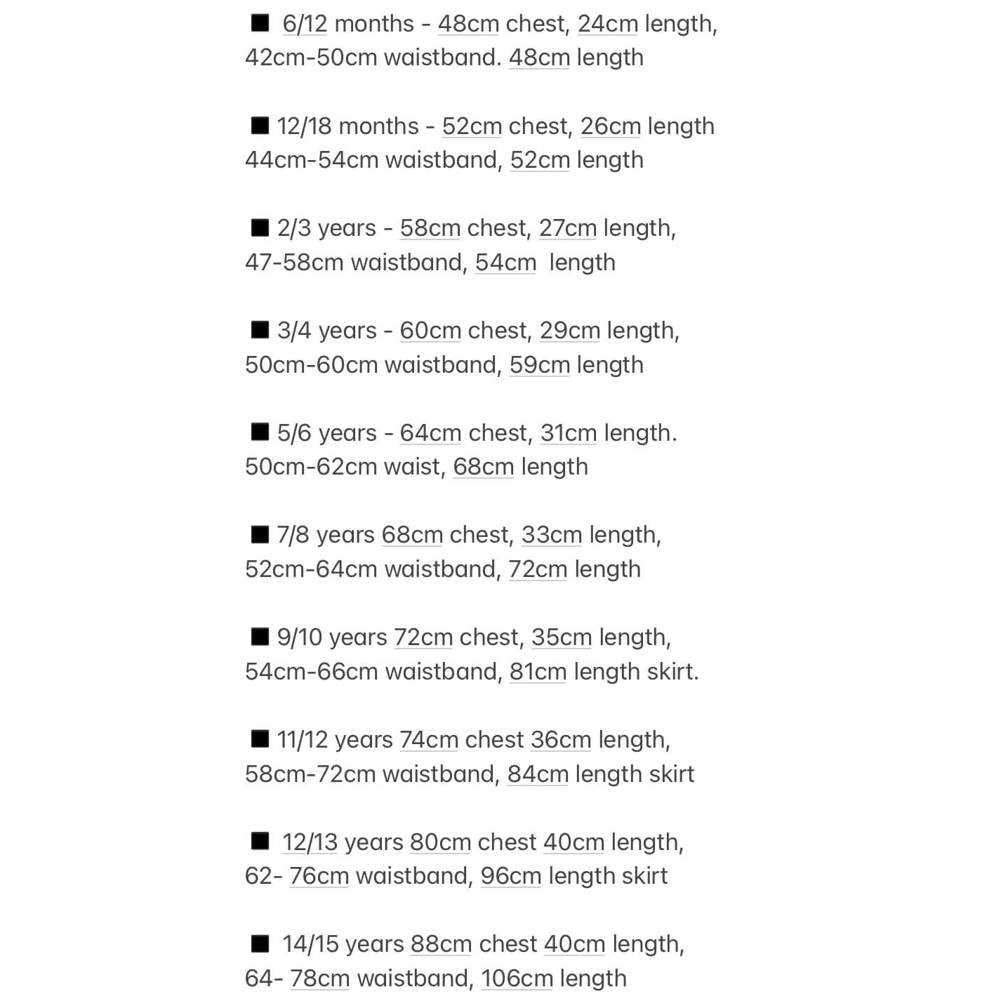 Felicity Couture Size Guide