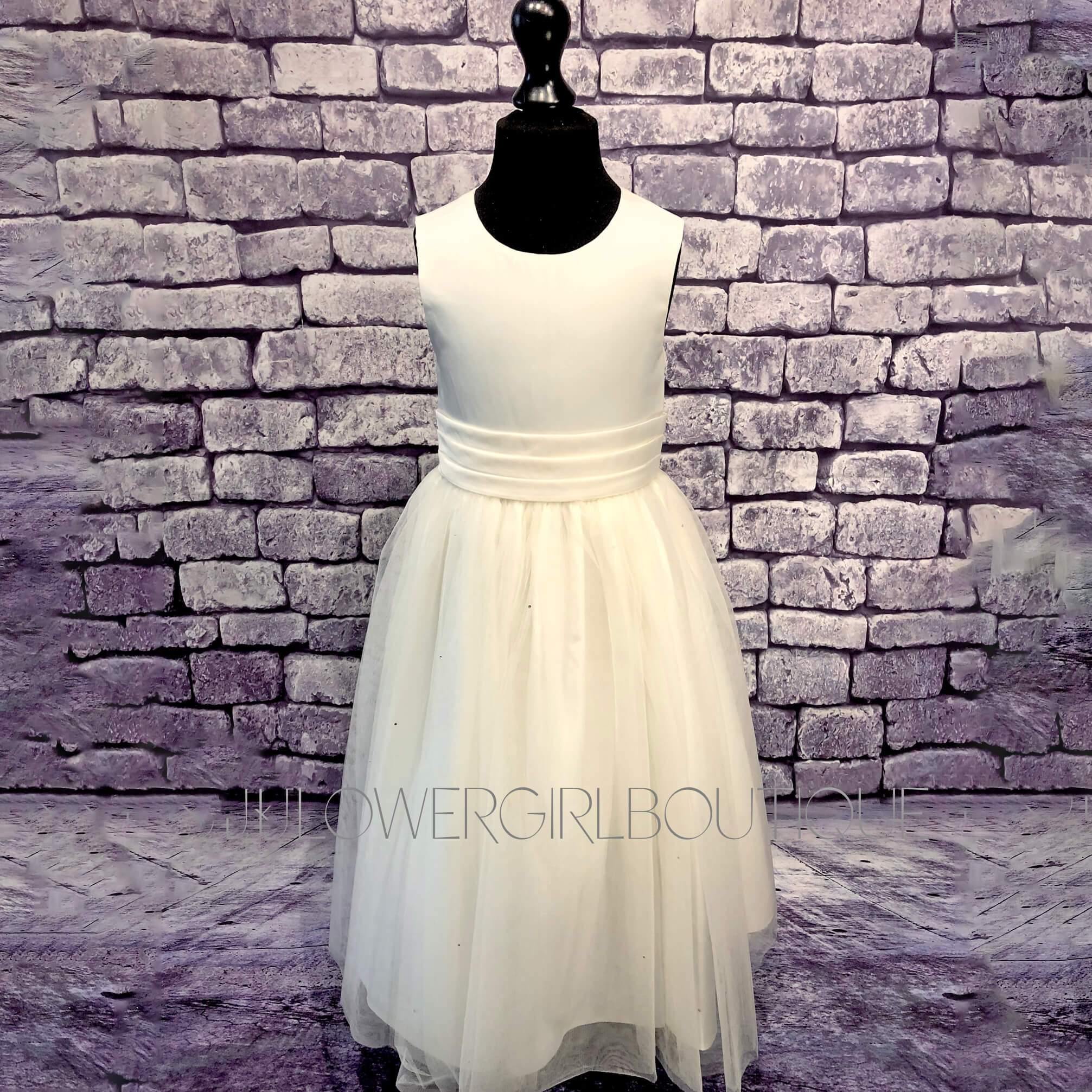 white flower girl dress