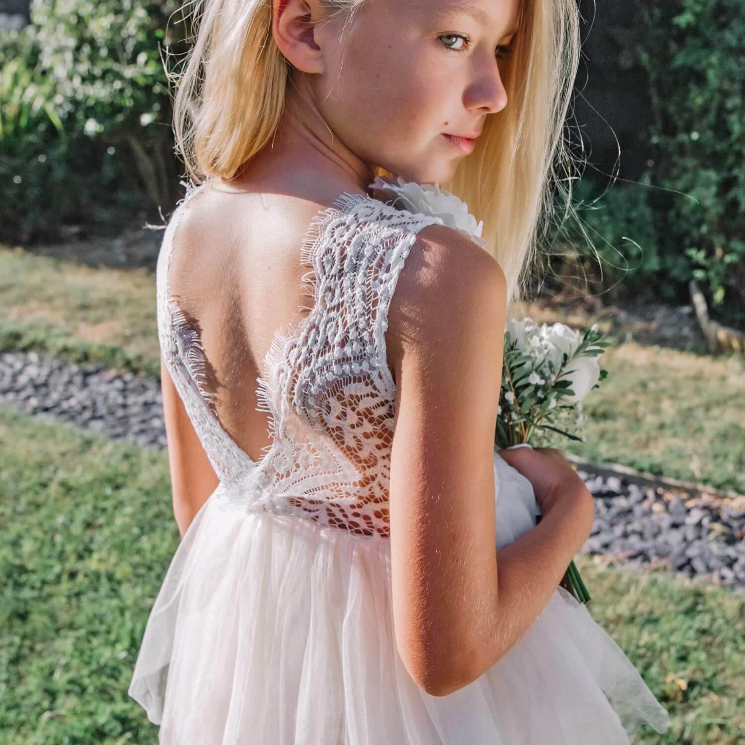 Back of Sleeveless Bohemian Spirit Dress in Ivory