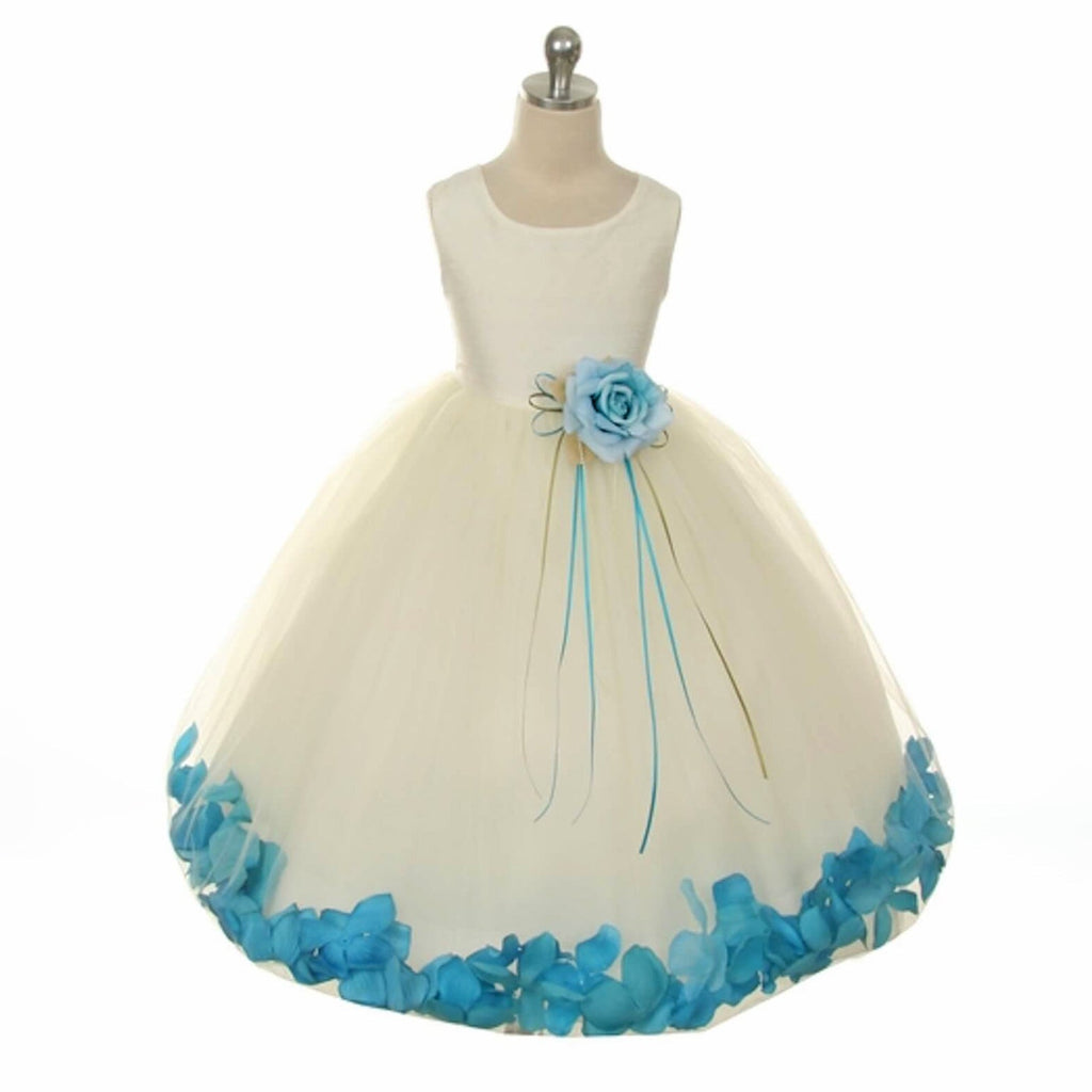 Kenza - Aqua Blue Petal Colour and Optional Sash