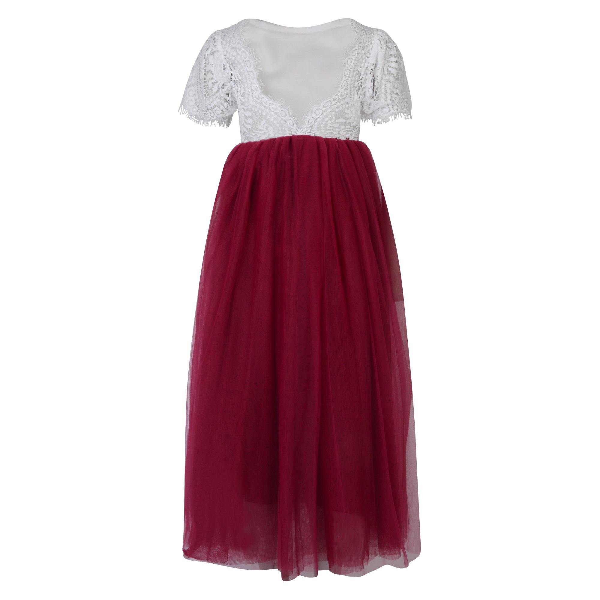 Bohemian Flutter Dress - Burgundy - UK Flower Girl Boutique
