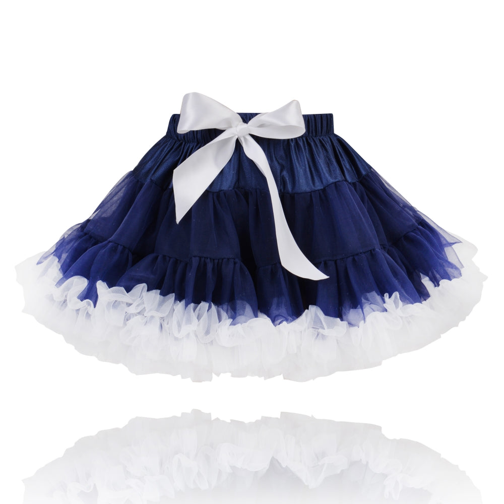 girls Navy White Trim Classic Pettiskirt