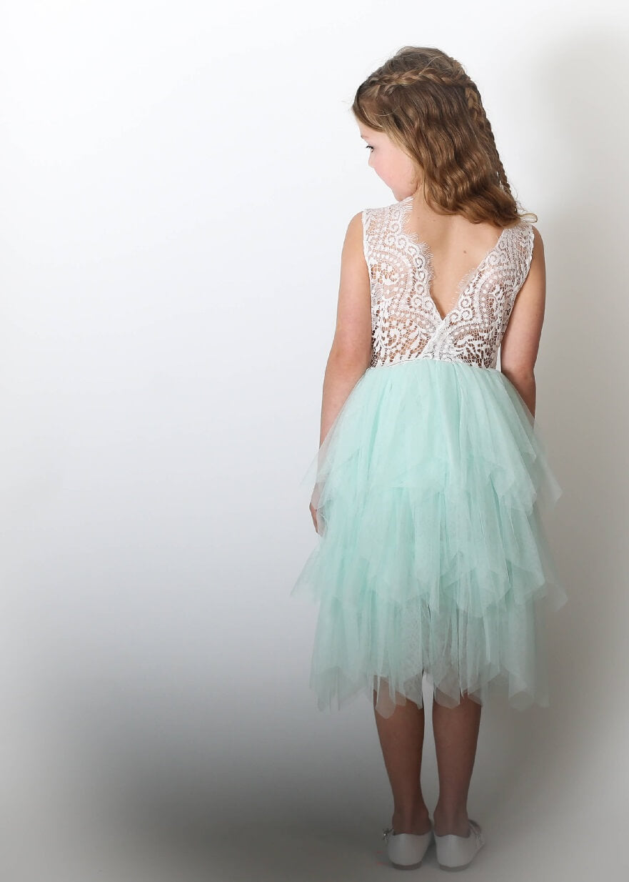 young girl looking to left