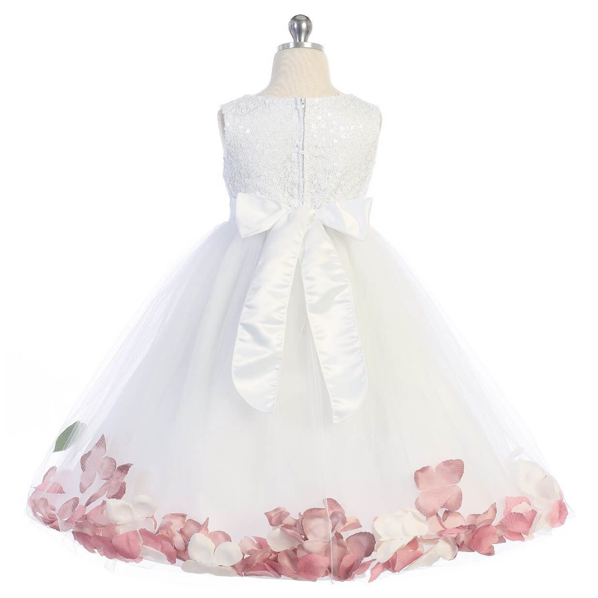 Rear of Sequin white Kenza dress