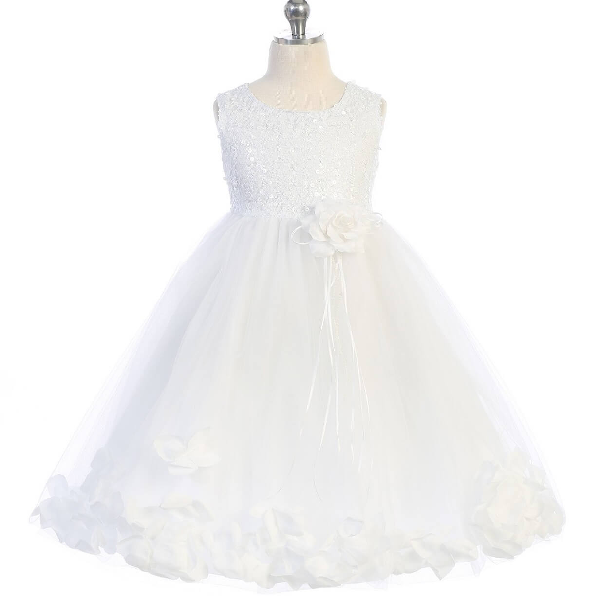 Sequin White Kenza Dress on mannequin