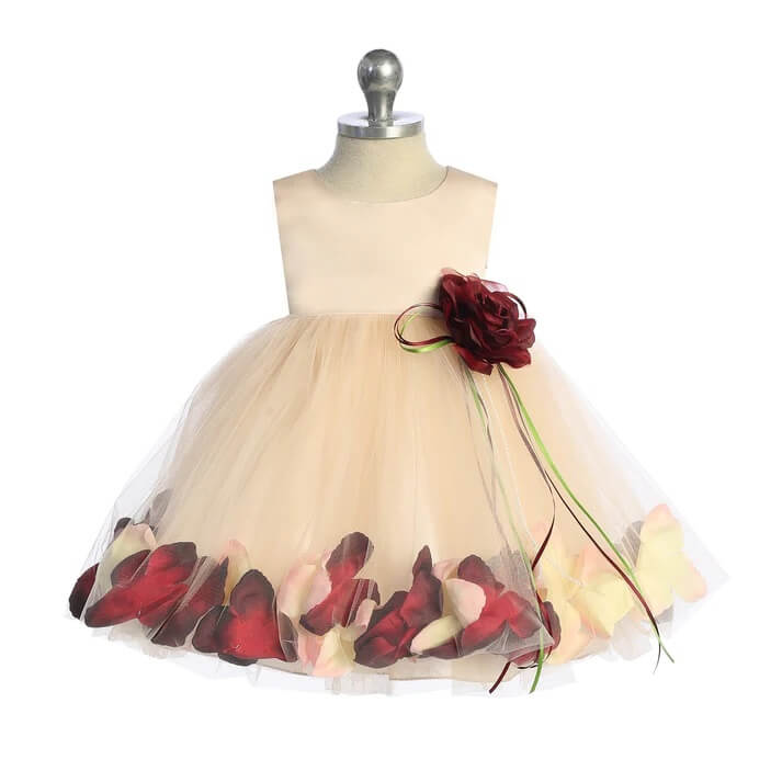 Kenza Dress in Blush with burgundy petals